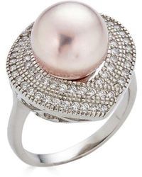 Belpearl - Silver 12-11mm Pearl Cz Ring - Lyst