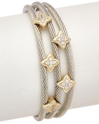 Juvell - 18k Two-tone Plated Cz Twisted Cable Cuff Bracelet - Lyst