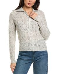 Brodie Cashmere - Mix Cable Half Zip Cashmere Sweater - Lyst