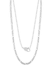 Glaze Jewelry - Silver Cz Figaro Chain Necklace Set - Lyst