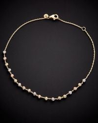 Italian Gold - 14k Italian Tri-tone Bead Station Ankle Bracelet - Lyst