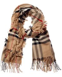 Natural Burberry Vintage Check Cashmere Scarf in Brown - Save 27% Womens Mens Accessories Mens Scarves and mufflers 