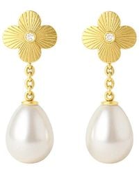 Gabi Rielle - 18K Over & Pearl Cz Dangle Earrings - Lyst