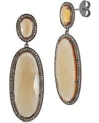 Banji Jewelry - Silver 2.11 Ct. Tw. Diamond & Citrine Drop Earrings - Lyst
