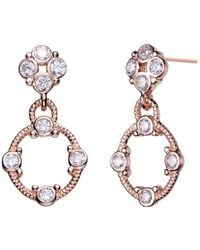 Genevive Jewelry - 14k Rose Gold Plated Silver Cz Drop Earrings - Lyst