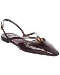 Fendi - Ffold Leather Slingback Flat - Lyst