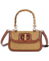 Tiffany & Fred Paris - Bamboo Handle Woven Raffia & Leather Satchel - Lyst