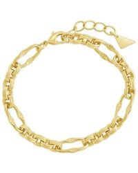 Sterling Forever - 14K Plated Tegan Textured Long Link Bracelet - Lyst