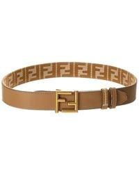 Fendi - Ff Reversible Denim Jacquard & Leather Belt - Lyst