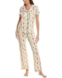 SWEET WHISPERS - 2Pc Notch Collar Top & Pant Pj Set - Lyst