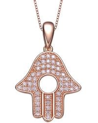 Genevive Jewelry - 18k Rose Gold Vermeil Cz Love Pendant - Lyst