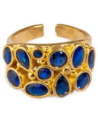 Ebru Jewelry - Plated Cz Cluster Adjustable Ring - Lyst