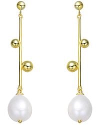 Genevive Jewelry - 18k Over Silver 12mm Freshwater Pearl Earrings - Lyst