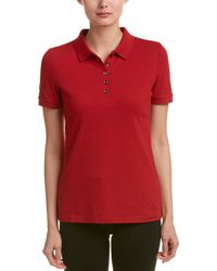 Burberry Check Trim Stretch Cotton Pique Polo Shirt - Red