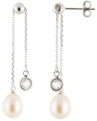 Splendid - Silver 7.5-8mm Cultured Freshwater Pearl Earrings - Lyst