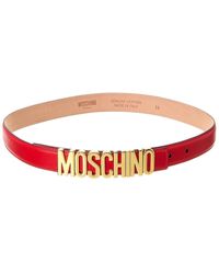 Moschino - Logo Lettering Buckle Leather Belt - Lyst