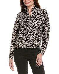 Hannah Rose - Leopard Zip Cashmere-blend Pullover - Lyst