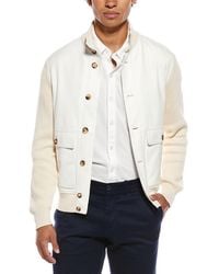 Brunello Cucinelli - Knit Sleeve Leather Jacket - Lyst