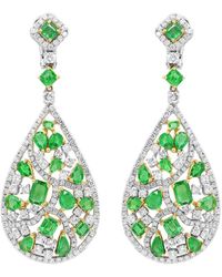 Diana M. Jewels - Fine Jewelry 18k 9.75 Ct. Tw. Diamond & Emerald Earrings - Lyst