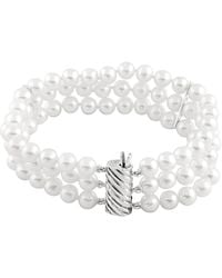Splendid - Rhodium Plated Silver 6-6.5mm Freshwater Pearl Bracelet - Lyst