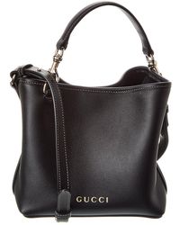 Gucci - Gg Mini Emblem Leather Bucket Bag - Lyst