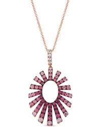 Le Vian - Le Vian Strawberry Ombre 14K Rose 1.63 Ct. Tw. Gemstone Pendant Necklace - Lyst