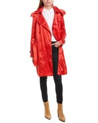 Burberry Kensington Hooded Nylon Trench Coat - Red