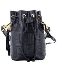 Fendi - Zucca Embossed Leather Mon Tresor Bucket Bag Mini (Authentic Pre-Loved) - Lyst