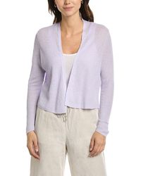 Eileen Fisher Airy Tuck Linen-blend Cardigan in Natural | Lyst