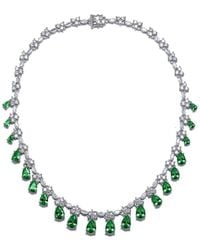 Genevive Jewelry - Silver Cz Drop Necklace - Lyst