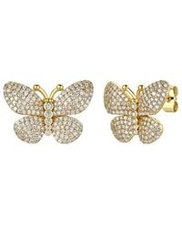 Genevive Jewelry - 14k Over Silver Cz Butterfly Earrings - Lyst