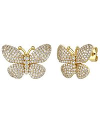Genevive Jewelry 14k Over Silver Cz Butterfly Earrings - Metallic