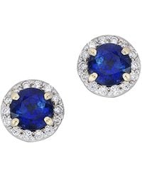 Diana M. Jewels - Fine Jewelry 14k 0.90 Ct. Tw. Diamond & Blue Sapphire Studs - Lyst