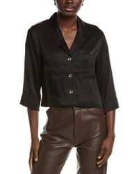 Ganni - Washed Satin Crop Shirt - Lyst