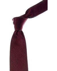 Canali - Burgundy Stripe/Solid Reversible Silk Tie - Lyst