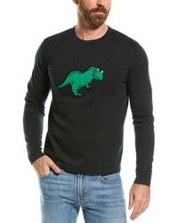 Loft 604 Dino Embroidery Crewneck Sweater - Gray