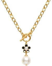 Liv Oliver - 18K Plated 10-12Mm Pearl Charm Toggle Necklace - Lyst