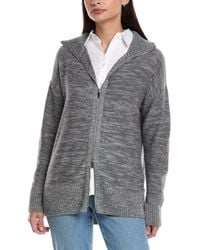Lafayette 148 New York - Zip Front Relaxed Wool, Silk, & Linen-Blend Cardigan - Lyst