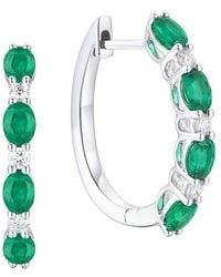 Gregg Ruth - 18K 1.32 Ct. Tw. Diamond & Lab-Grown Lab Created Emerald Huggie Earring - Lyst