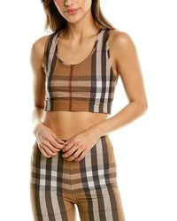 Womens Clothing Tops Sleeveless and tank tops Black Burberry Synthetic Tartan Sporty Top in Brown - Save 22% 