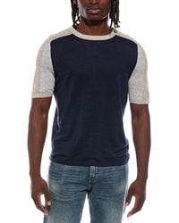 Autumn Cashmere - Colorblock Saddle Linen-Blend T-Shirt - Lyst
