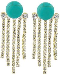 Liv Oliver - 18k Plated 4.75 Ct. Tw. Turquoise Cz Embellished Chandelier Earrings - Lyst