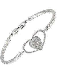 Diamond Select Cuts - Silver 0.08 Ct. Tw. Diamond Heart Bangle Bracelet - Lyst