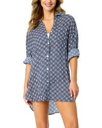 Anne Cole - Mid Length Shirttail Button Down - Lyst