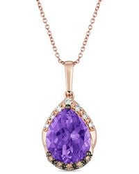 Le Vian - Le Vian Grape Amethyst 14k Rose Gold 2.86 Ct. Tw. Diamond & Amethyst Pendant Necklace - Lyst
