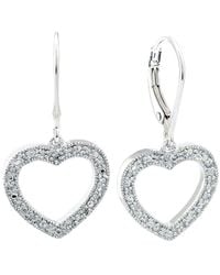 Diamond Select Cuts - Silver 0.09 Ct. Tw. Diamond Heart Earrings - Lyst