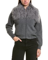 Hannah Rose - Merino Wool Lamb Collar Bomber Jacket - Lyst