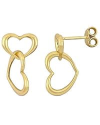 Italian Silver - Double Heart Drop Earrings - Lyst