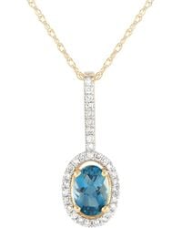 Gemstones - 14k 0.09 Ct. Tw. Diamond & Topaz Pendant Necklace - Lyst