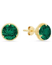 MaxColor - 14k 2.60 Ct. Tw. Lab-grown Emerald Halo Studs - Lyst